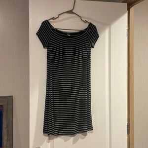 Black and white striped dress
